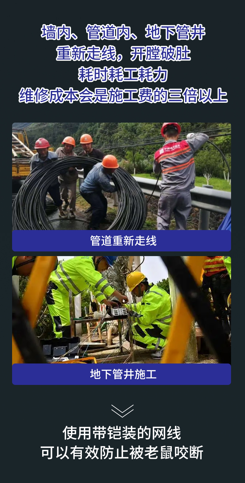 安普室外六類鎧甲屏蔽網(wǎng)線防老鼠咬可地埋鎧裝防水防曬戶外網(wǎng)絡線
